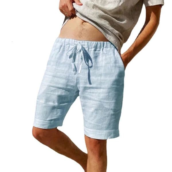 Mens Cotton Linen Shorts Beach Pants Male Summer Breathable Solid Color Hawaii Trousers Fitness Streetwear S-3XL 260323