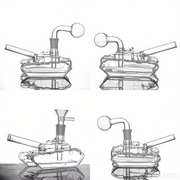 Wholesale Clear 14mm female Tank Shaped Glass oil burner pipe Thick heady Portable Water Tobacco Bong Pipe with downstem smoking banger Bowl