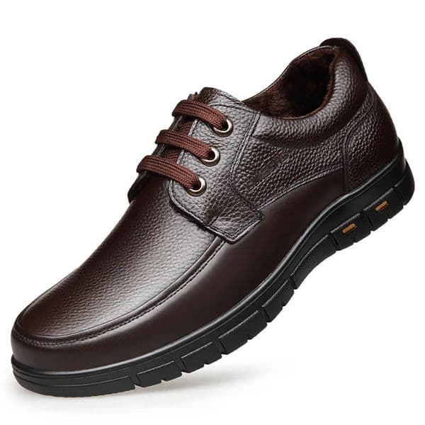 Men Genuine Leather Casual Shoes Soft Sole Lace-up y Middle-aged Old Man Dad Lightweight Loafers Shoes 260402