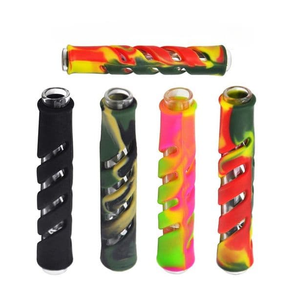 Wholesale Colorful Silicone Protect Pipes Glass Dry Herb Tobacco Filter Cone Horn Cigarette Holder Tip Portable Mini Catcher Taster Bat One Hitter Tube for smoking