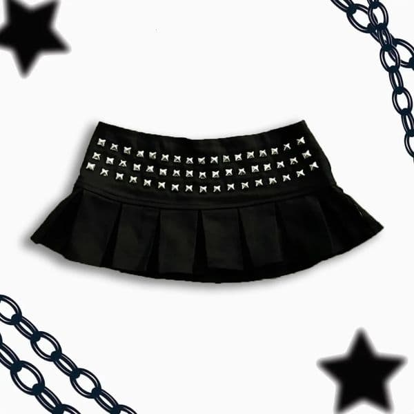 Y2k Clothes Gothic Punk Studded Mini Skirt Harajuku Sexy Ultra Short Rivet Pleated Skirt Kawaii Skirt Womens Clothing 260330