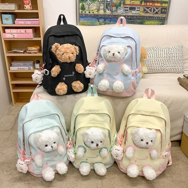 Fashionable girl cute teddy bear high looks student doll backpack designer wholesale in stock free of shipping fees