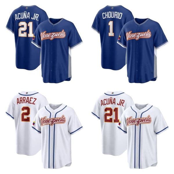 James Ronald Acuna Jr Venezuela 2026 World Baseball Classic Jersey WBC Jose Altuve Miguel Cabrera Luis Arraez Willson Contreras Jackson Chourio Andres Gimenez Men