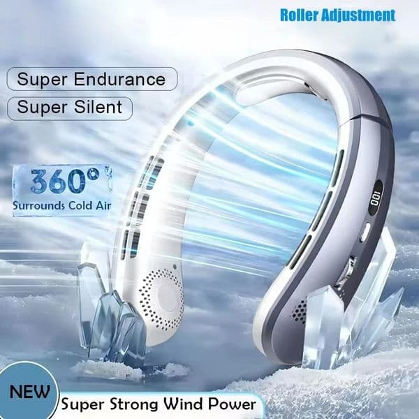 8000mAh USB Hanging Neck Fan Portable Bladeless Mini Rechargeable Mute LED Digital Display Electric Air Cooler Handheld 260403