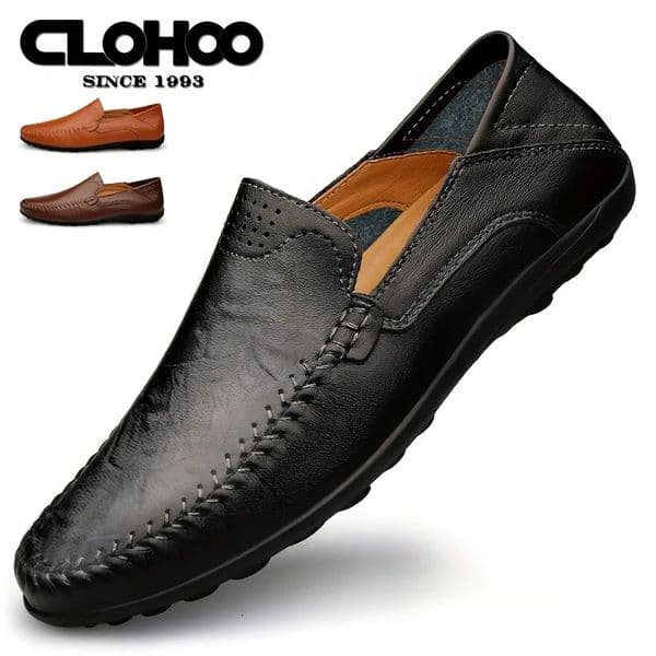 CLOHOO Mens Business Casual Shoes Leather Stitching Comfortable Breathable Rubber Bottom Second Layer Cowhide 260402