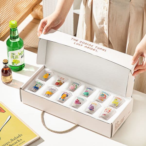 Cartoon glass burnt wine glass household two taels small wine glass creative wine cup one cup mini sake cup Baijiu cup