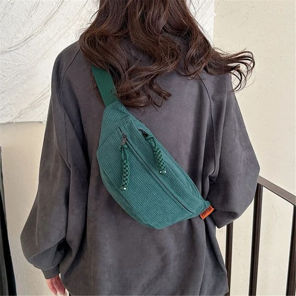 Style Womens Casual Corduroy Fanny Pack Simple Stylish BananaShaped Waist Bag Hip Small BagCrossbody Chest 260403