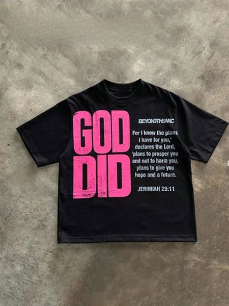 Son of God Print T Shirts Round Neck Short Sleeved Casual Cotton Print Vintage Tee Tops VHUTHK Double-Sided Printing Unisex 260402