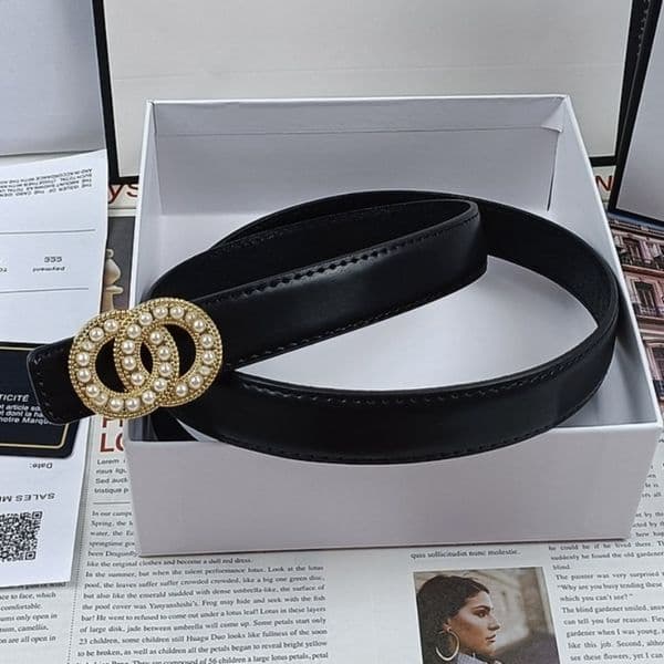 Boutique Womens Designer Belt Fashion Pearl With Buckle Design Belt High End Versatile Belt Daily Casual Belt Width 2.5cm