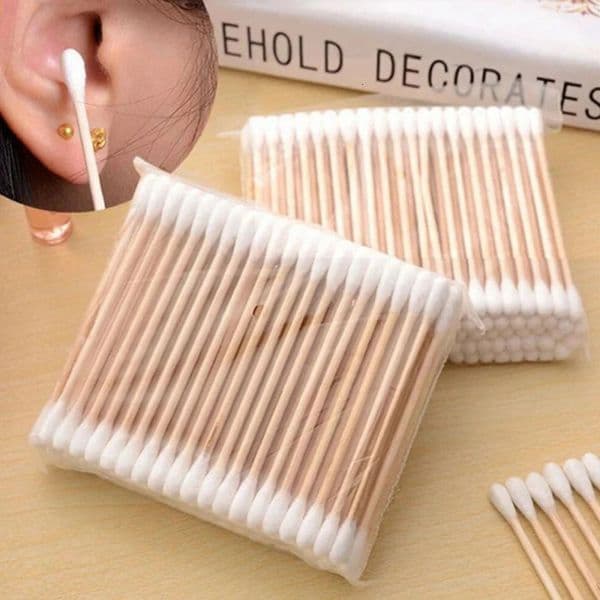 3005001000pcs Double Head Cotton Swab Wood Sticks Nose Ears Clean Applicator Microbrush Beauty Buds Makeup Tool 260316