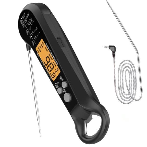 Long Cable Professional Meat Thermometer Digital Waterproof Kitchen Cooking Tool Food Thermometer with 2 Probes Instant Read 260324