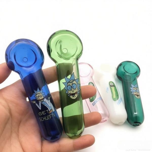 Newest Portable Smoking Glass Hand Pipes Dry Herb Tobacco Oil Burner Unique Pot Tube Mini Small Bowl Fumed Colorful Spoon Pipe