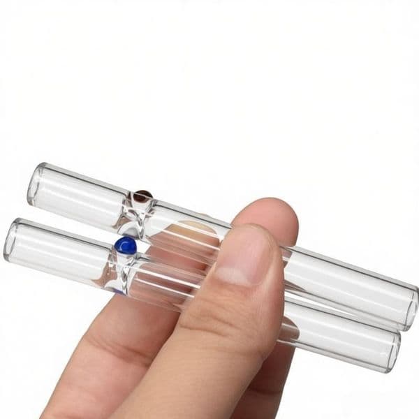 Travel Clear Mini 86mm Thick heady glass cigarette filter glass hand pipe glass One Hitter Tube Pipe for smoking with Colored balance dot