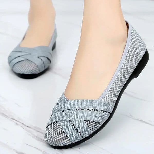 Zapatos De Mujer Women Fashion Plus Size Hollow Out Breathable Slip on Flat Shoes Lady Casual Grey Comfort Loafers Flats A93 260402
