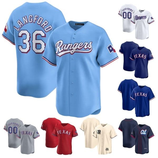 Ranger Jersey Wyatt Langford Baseball Jake Burger Brandon Nimmo Corey Seager Josh Jung Joc Pederson Ezequiel Duran Kyle Higashioka Sam Haggerty Men Women Youth