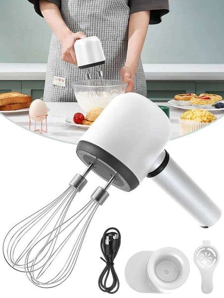 USB Electric Blender Wireless Portable Hand Rechargeable 3-Speed And 2 For Baking Whisk Milk Cream
