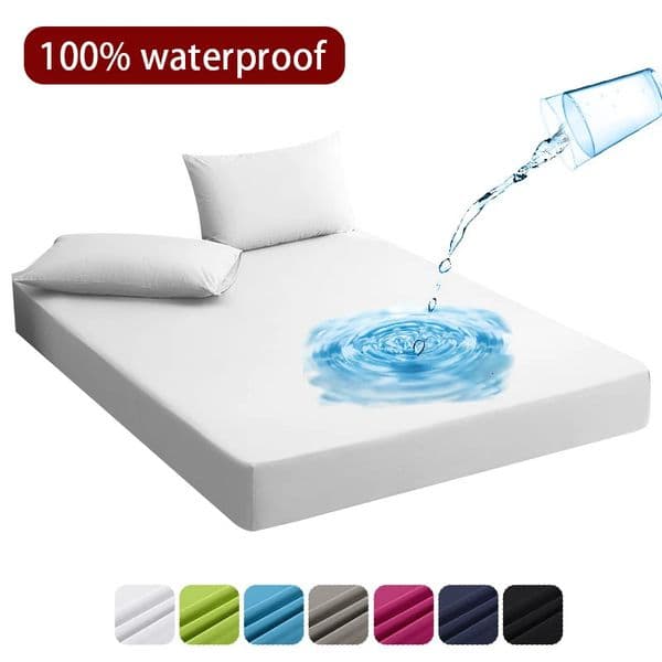 Waterproof Solid Color Mattress Covers Protector Adjustable Non-slip Bed Fitted Sheet With Elastic Band for King 90/160/180x200 260402