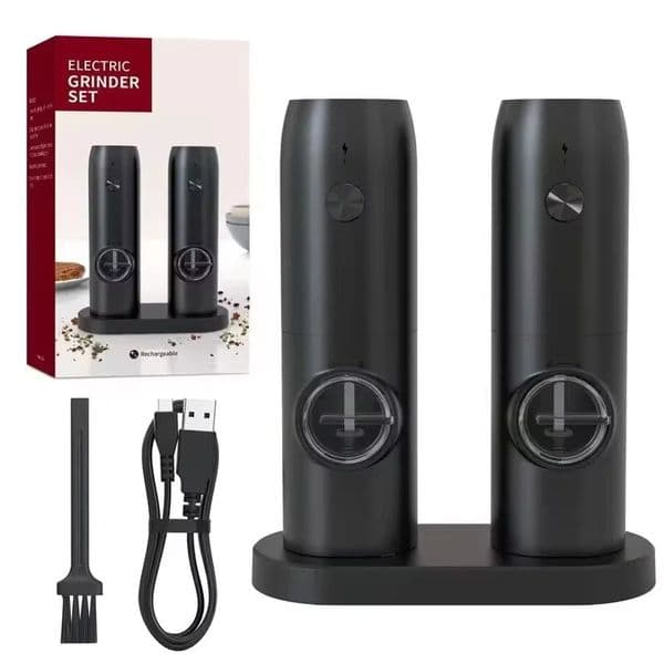 Electric Salt and Pepper Grinder Set USB Rechargeable Automatic Pepper Mill Adjustable Coarseness One-Handed Kitchen 260324