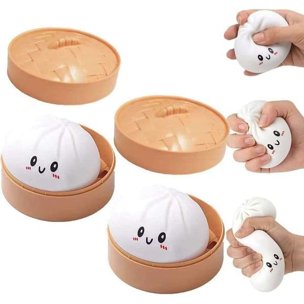 Dumpling, NEW Glitter Dumpling Squishy Box, Dumplings Squishy, Anxiety Relief Fidget, Soft Squeeze Decompression Dough 2 PCS White e08