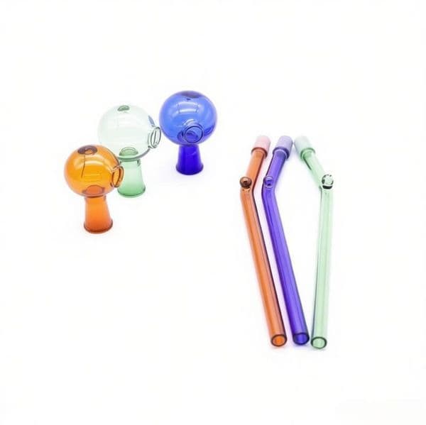 Wholesale Thick Pyrex Glass Oil Burner Pipe 6.5inch Curved Bent Hand Tube Water Smoking Straw Pipe with 10mm Dome Oil Nail bowl