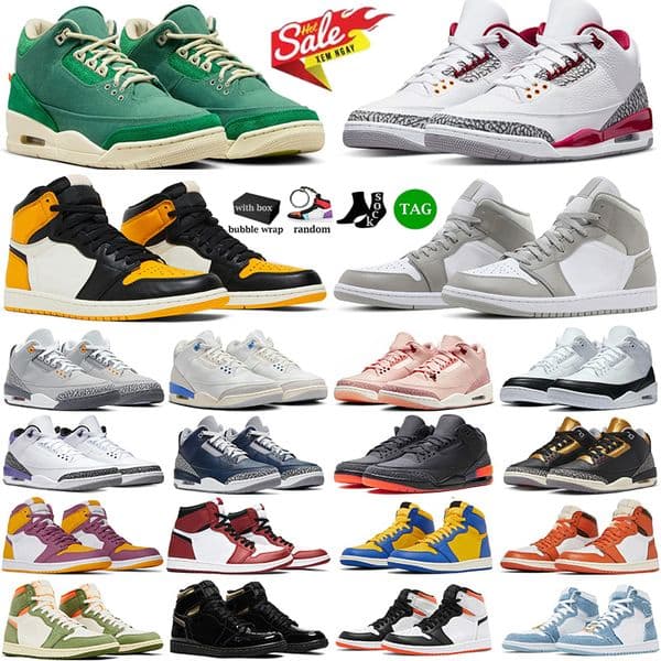 With Box 1s 3s Basketball Shoes For Men Women Designer Classic high 1 Trainers Chicago Black Gold Mocha Reverse Laney Celadon Dark Mocha Trainers Outdoor Sneakers