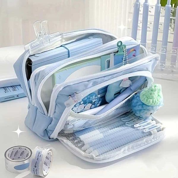 Large Capacity Aesthetic Pencil Bag School Case Pen Holder Cute Stationery Simple Style Zipper Pencil Pouch School Supplies H260406