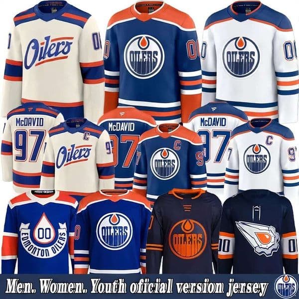 ConnorS McDavidS97 edmonton hockey oilers jersey Leon Draisaitl Zach Hyman Evander Kane Evan Bouchard Jeff Stuart Skinner Wayne Gretzky jerseys