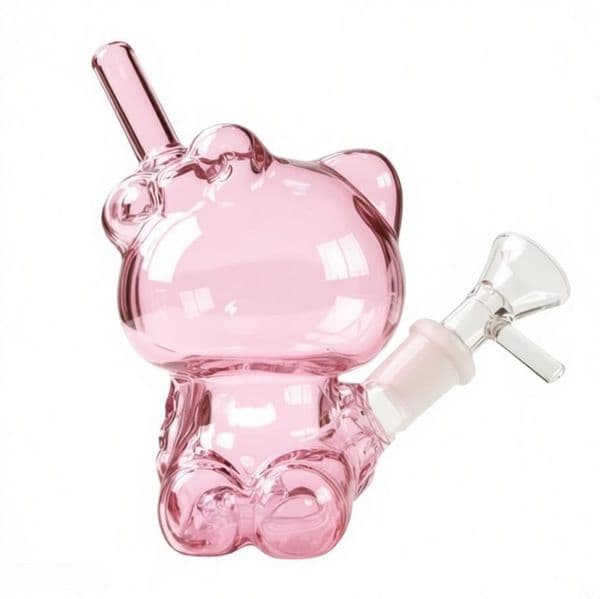 Wholesale Popular Pink Cute Small Glass Bong Mini Bubbler Perc Smoking tobacco Pipe Shisha Hookah with 14mm Male smoking downstem Bowl