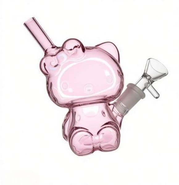 Wholesale 4inch Pink Cute Small Glass Bong Mini Bubbler Perc Smoking tobacco Pipe Shisha Hookah with 14mm Male smoking downstem Bowl