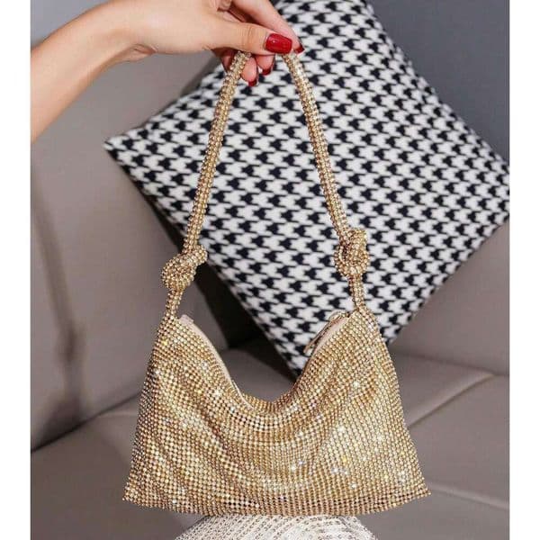 Cross-Border Hot-Selling Diamond-Studded Handmade Banquet Evening Trendy Sparkling Knot Rhinestone Bag Party Clutch