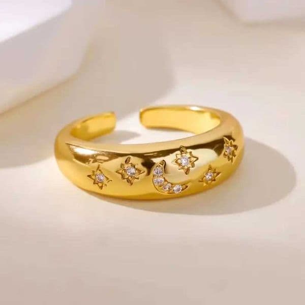 Fashion Zircon Geometric Rings For Women Stainless Steel Gold Color Open Ring Luxury Wedding Party Aesthetic Jewerly Gift Femme L260406
