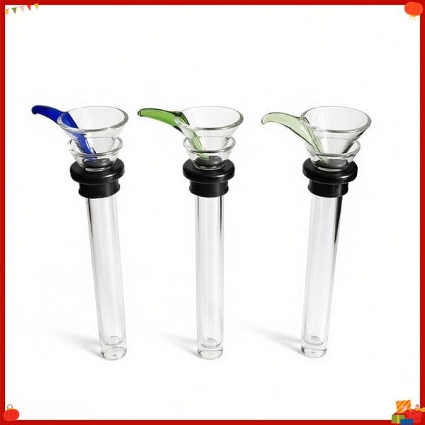 MINI 9cm glass male slides and female stem slide funnel style with black rubber simple downstem for smoking water glass bong pipes