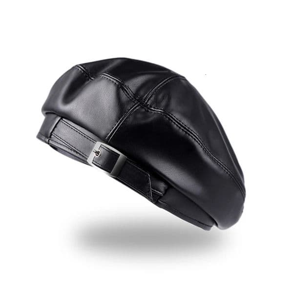 Fashion Girl Leather Beret Beanie Hat Cap Women Plain Beret Hats Solid Color Elegant Lady Artist Caps Belt Beanies 260403