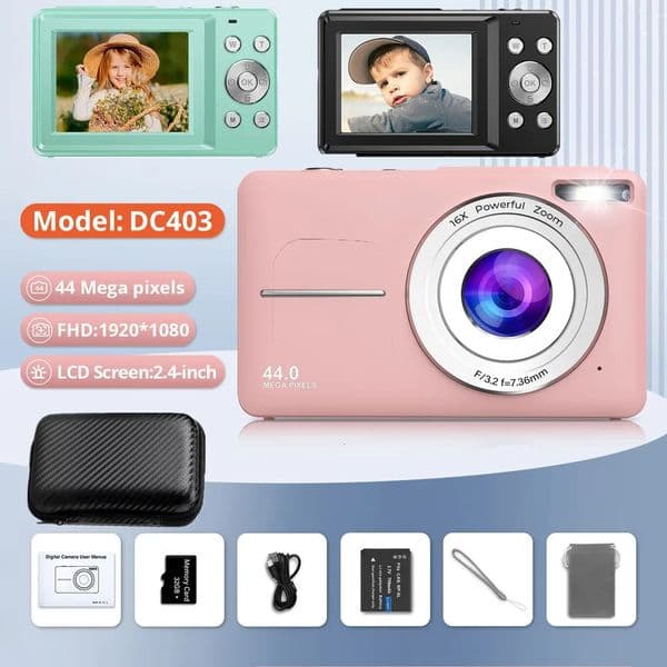 HD 1080P 24 inch digital Camera Rechargeable Cameras with 16x Zoom Compact Camera 44MP Cameras for kids Beginner Camera 260403