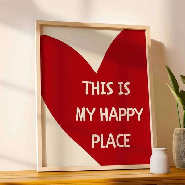 Lovely Trendy Red Heart Canvas Art Paintings Aesthetic This Is My Happy Place Wall Posters Prints for Living Room Home Decor 26H0406
