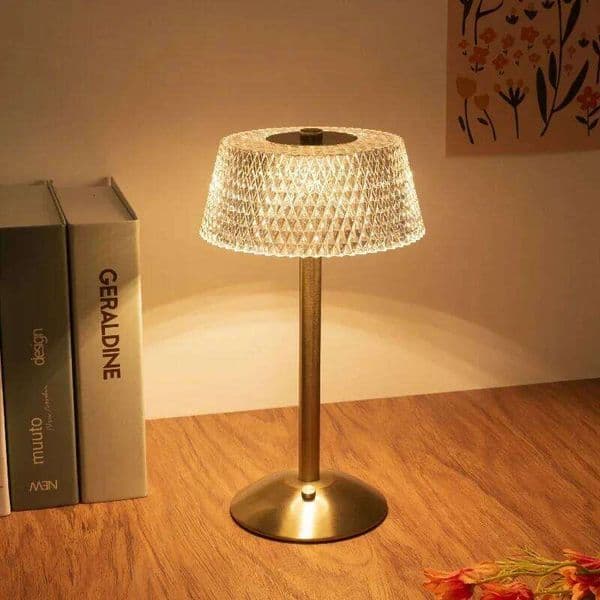 Luxury Table Touch Rechargeable Tricolor Light Bedroom Study Bedside Atmosphere DesDecoration Glass LED Night Lamps 26W0406