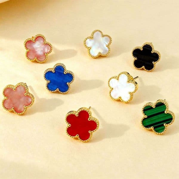 9mm clover stud earrings fashionable titanium alloy earrings for women instock and nonfading wholesale