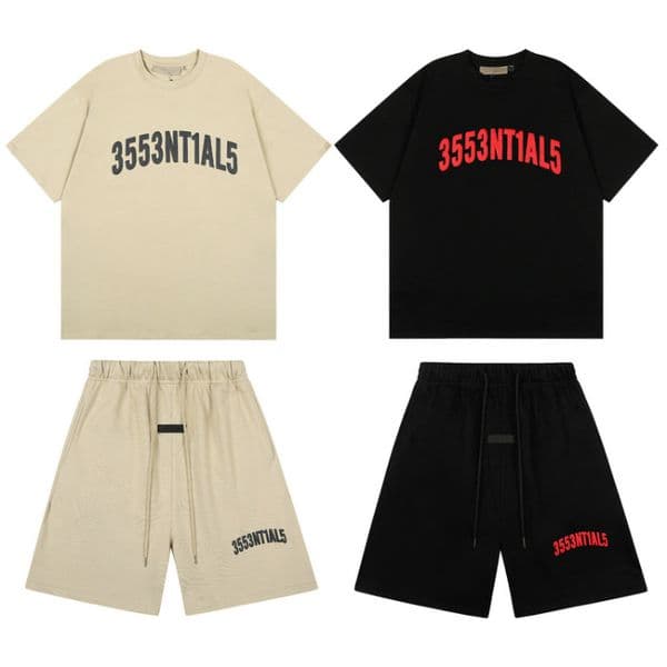 designer mens t-shirt shorts summer tshirt suits Oversize Loose Classic Letter Skateboard streetwear Clothing Set unisex apricot tee tops