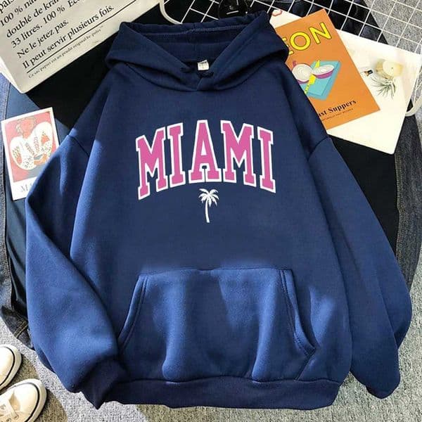 Miami Beach Florida Usa Strt Womens Hoodie Strt Loose Hoodies Breathable Flce Strtwear Casual Flce Female Clothing L260403