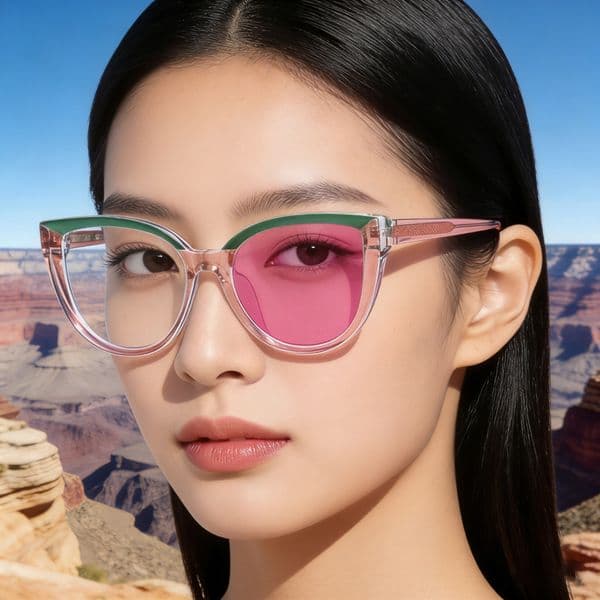 2026 New Fashion Cat-Eye Color-Changing Trendy Acetate Frame, Outdoor Street Style Sunglasses for Women,