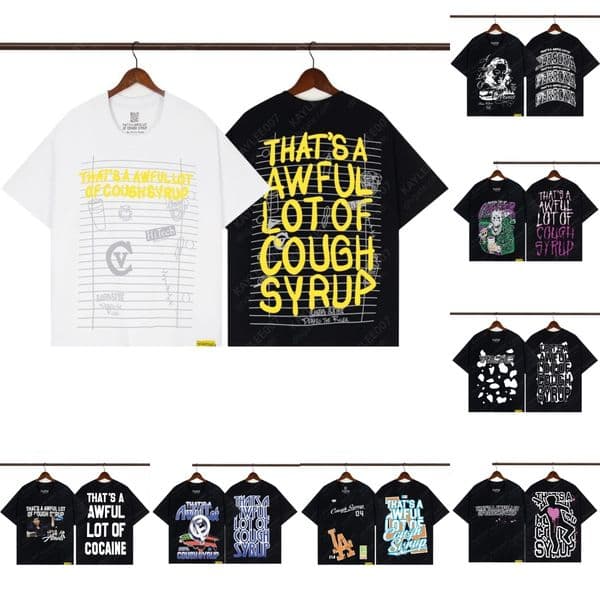 awful lotta cought sryup mens designer t shirt brand tshirt fashion graphic tee men summer street trend shirts breathable leisure luxury personality clothes Z09