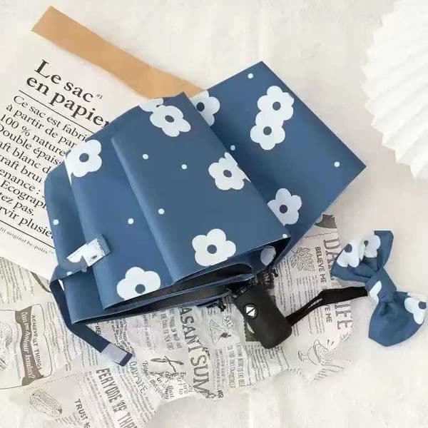 Reflective Umbrellas Reverse Three Fold 8 Bone Black Glue Automatic Sunshade Sunscreen Rain Umbrella Strong Wind Resistance H260406