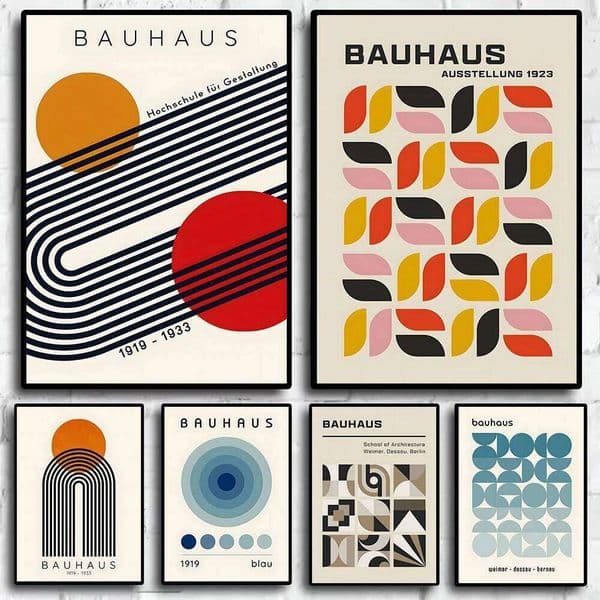 Mid Century Modern Abstract Bauhaus Print Geometric Posters Picture Canvas Painting Wall Art Home Decor Gallery LivingRoom Mural 26H0406