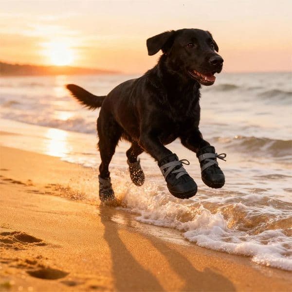 Comfort Dog Shoes Soft Breathable Lining NonSlip Sole Adjustable Strap for Secure Fit Daily Walk Travel 4PCS 260331