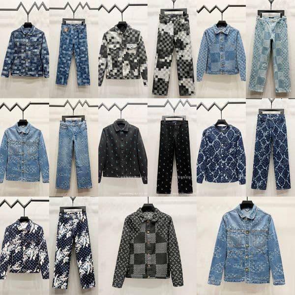 Designer Jacket Mens Denim Jacket Men Women Embroidery Letter Mosaic Checkered Denim Jackets Baggy Jeans Vintage Luxury Classic Retro Washed Denim Suit