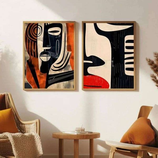 Retro Abstract Boho Tribal Mask Ethnic African Style Figure Face Poster Canvas Painting Wall Art Pictures Home Decor Gift 26L0406
