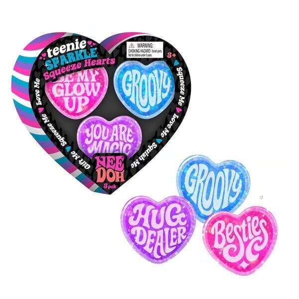 Cross-border NeeDoh Sparkle Hearts Teenie Shiny Heart Mini Valentine's Day Stress Relief Toy d2f