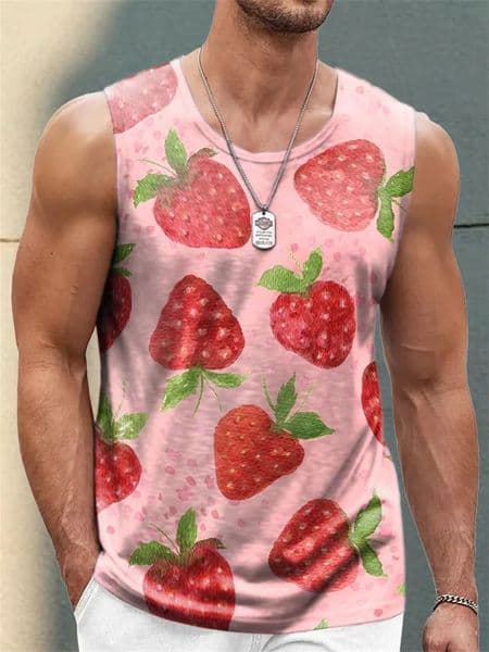 Summer Casual Hawaiian Tank Tops For Men Fashion Beach Vacation 3D Printed Crew Neck Vest Loose Breathable Daily Wear Top 260325