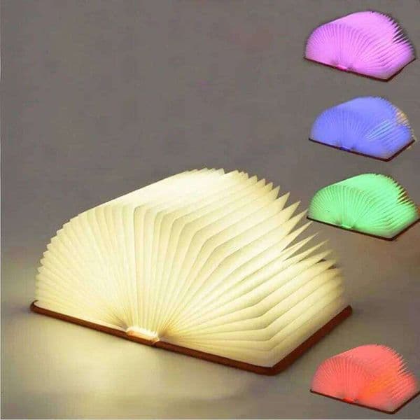 3D Folding Creative LED Night RGB Color USB Recharge Wooden Book Light Decor Bedroom Desk Table Lamp for Kid Brithday Gift 26W0406