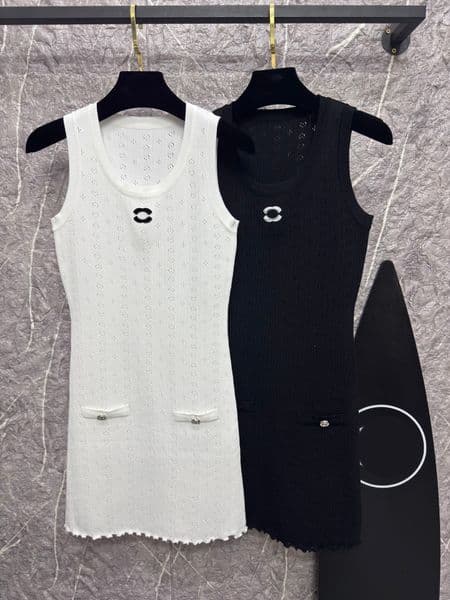 Women's Retro Fashion Hollow Out Mock Pocket Round Neck Tank Dress